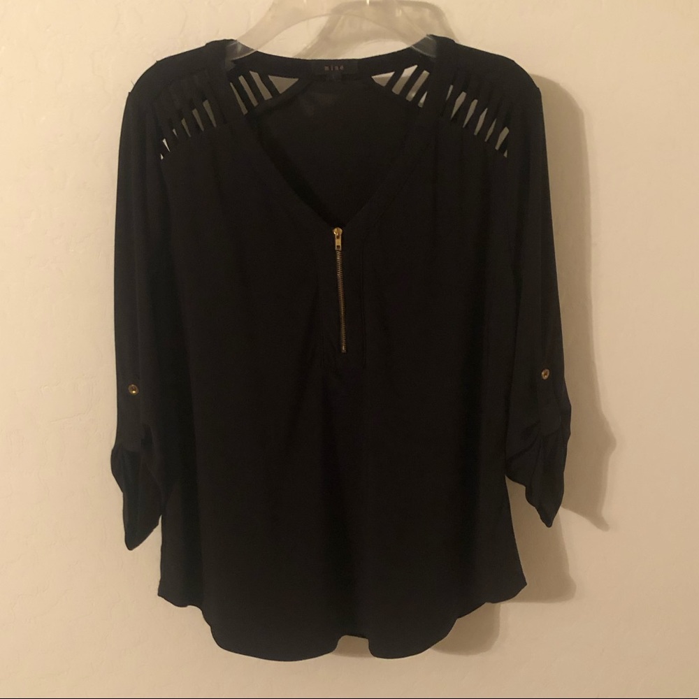Mine black blouse with cute cutouts on shoulder